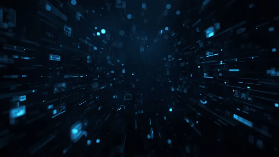 Futuristic elements floating in space